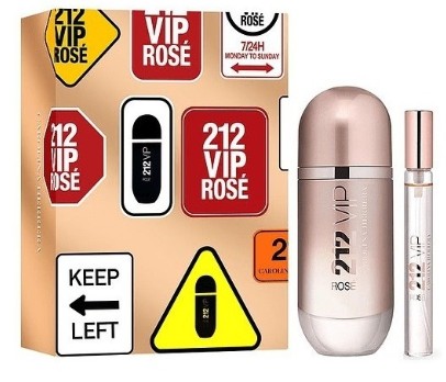 ESTUCHE CAROLINA HERRERA 212 VIP ROSE MUJER 2PZS 80ML EDP + 10ML EDP