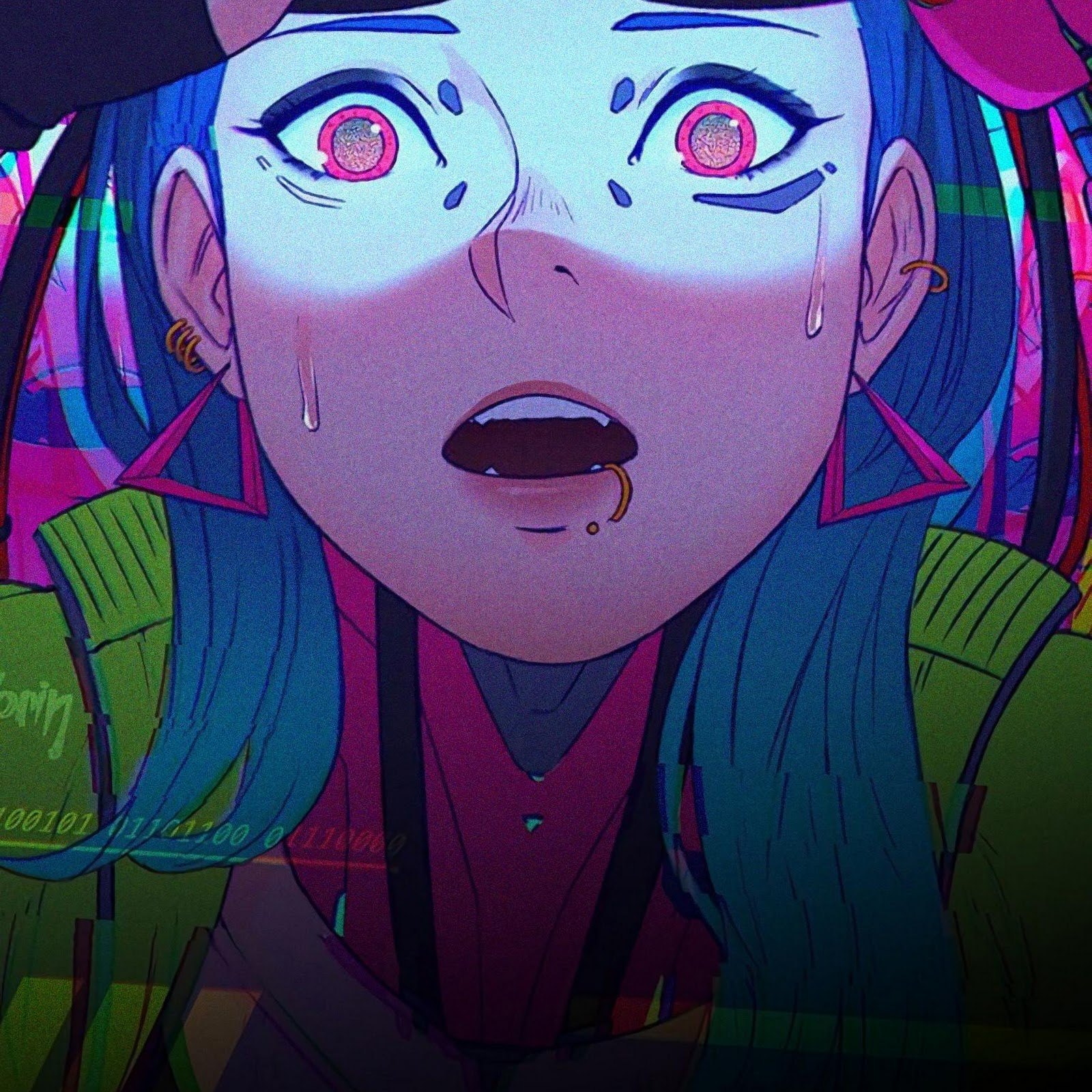 Download Cyberpunk Girl Wearing VR Goggles 2K iPhone
