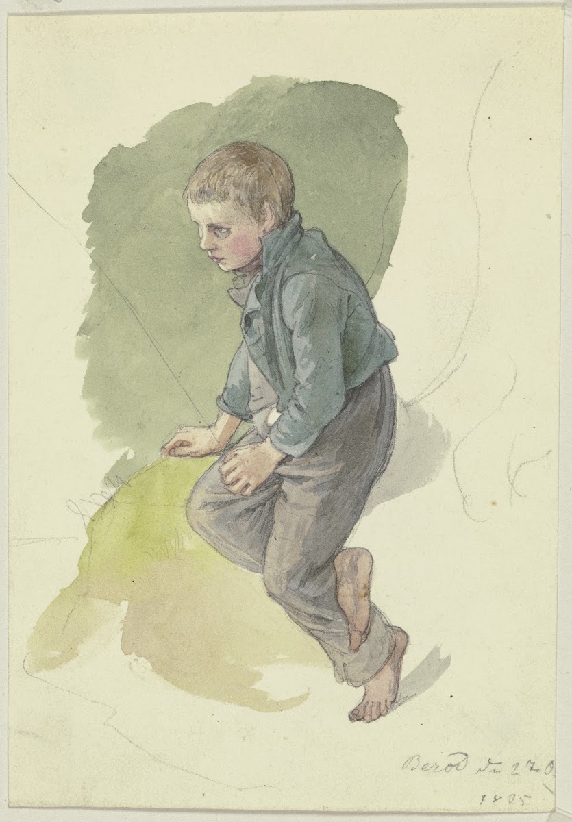 Sitzender Bauernjunge aus Berod im Westerwald 1835