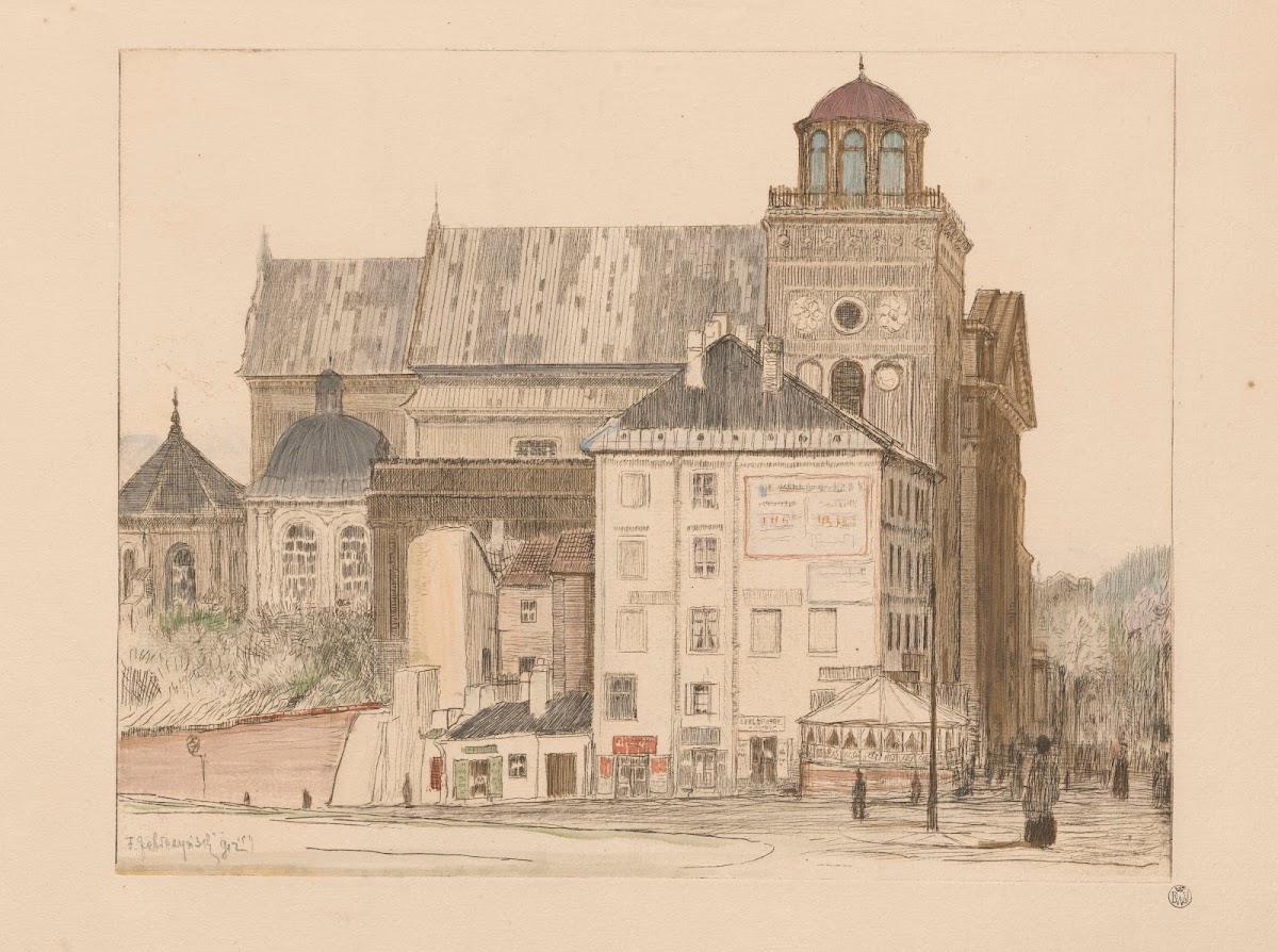 Bernardine church and tower in Warsaw 1912