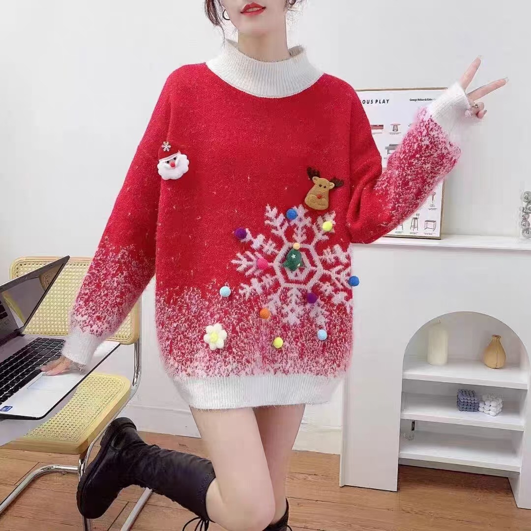 Women's Christmas Sweater with Christmas Tree Motif