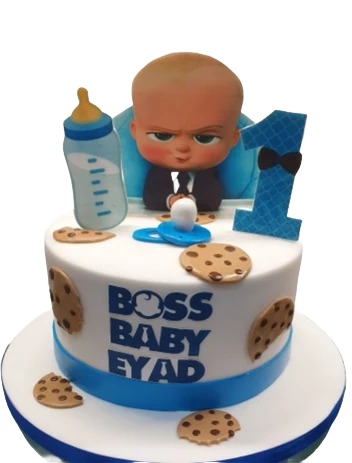 Boss Baby 2 Tiered First Birthday Cake CB-NC545