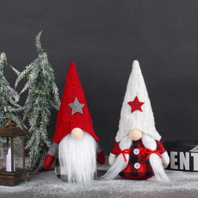 Christmas gnome with star cap, fabric figure