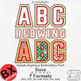 Redwing Sport Double Applique embroidery font, primary stitch sample