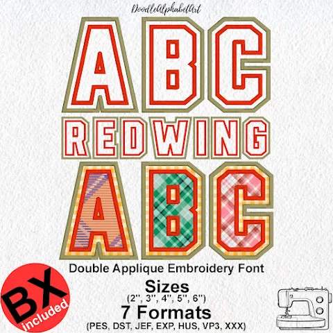 Redwing Sport Double Applique Embroidery Font machine embroidery font preview