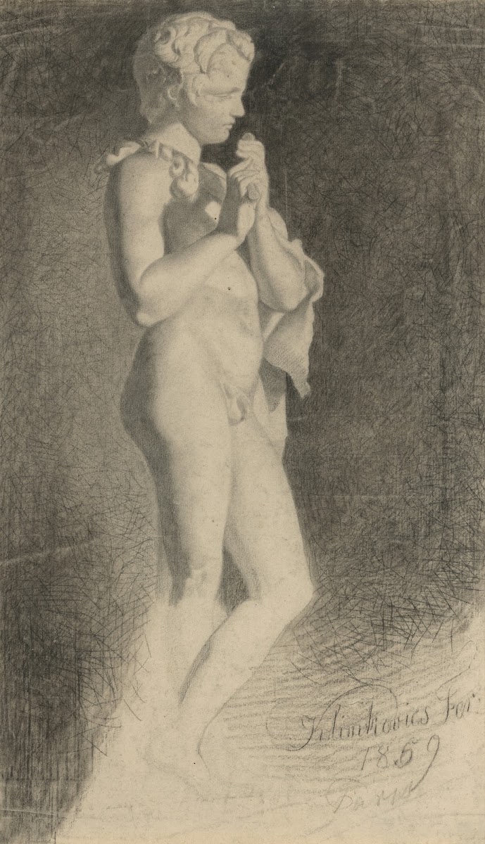 A study of a boy playing the whistle
