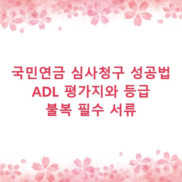 국민연금 심사청구 성공법 ADL 평가지와 등급 불복 필수 서류