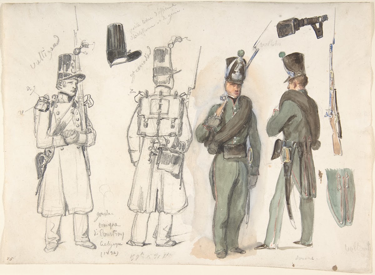 Uniforms of the civil guard in Courtray Belgium 1832