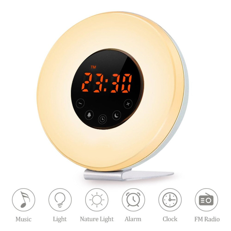 LED wake light with sunrise simulation and FM radio