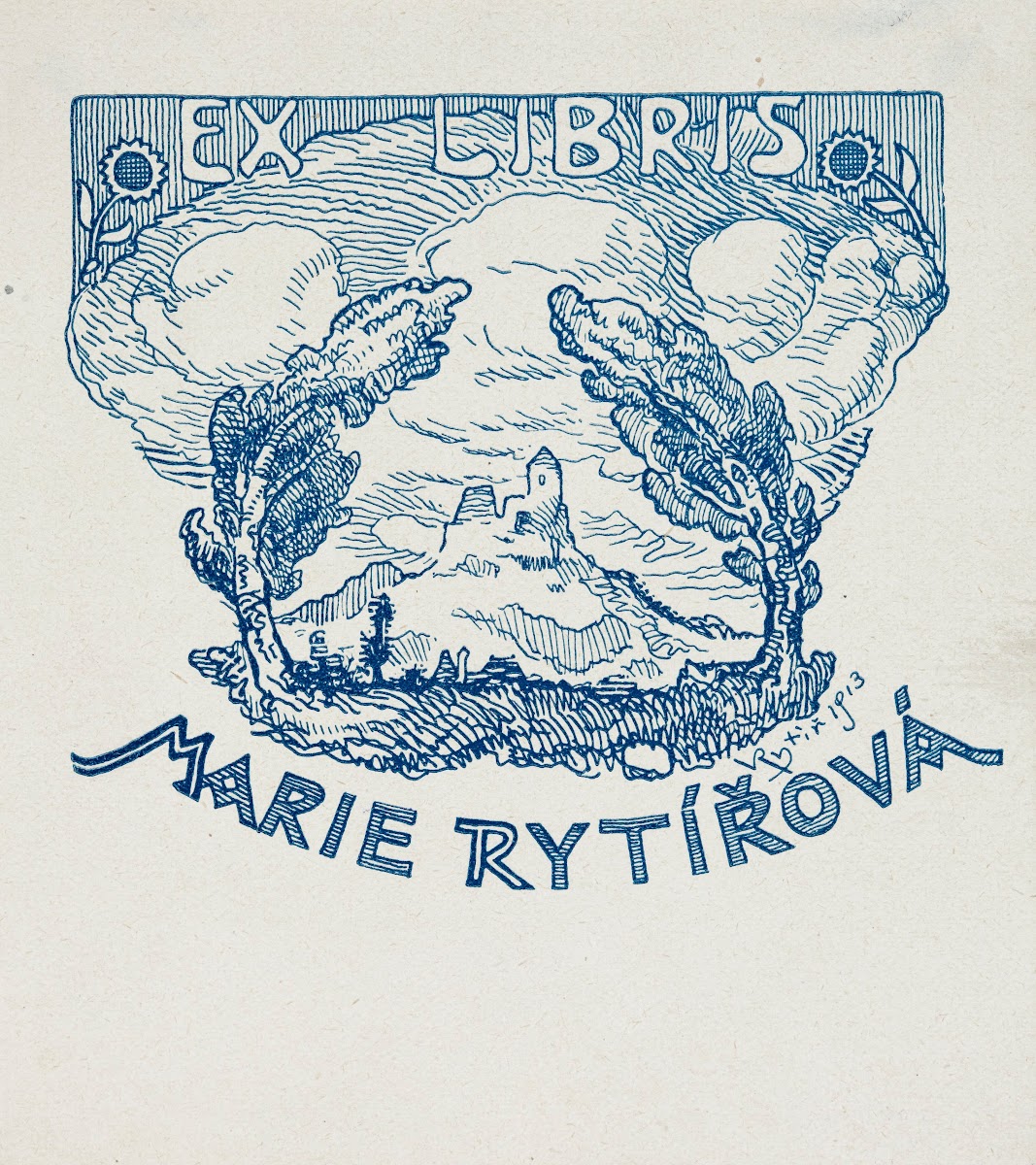 Bookplate of Marie Rytířová 1913