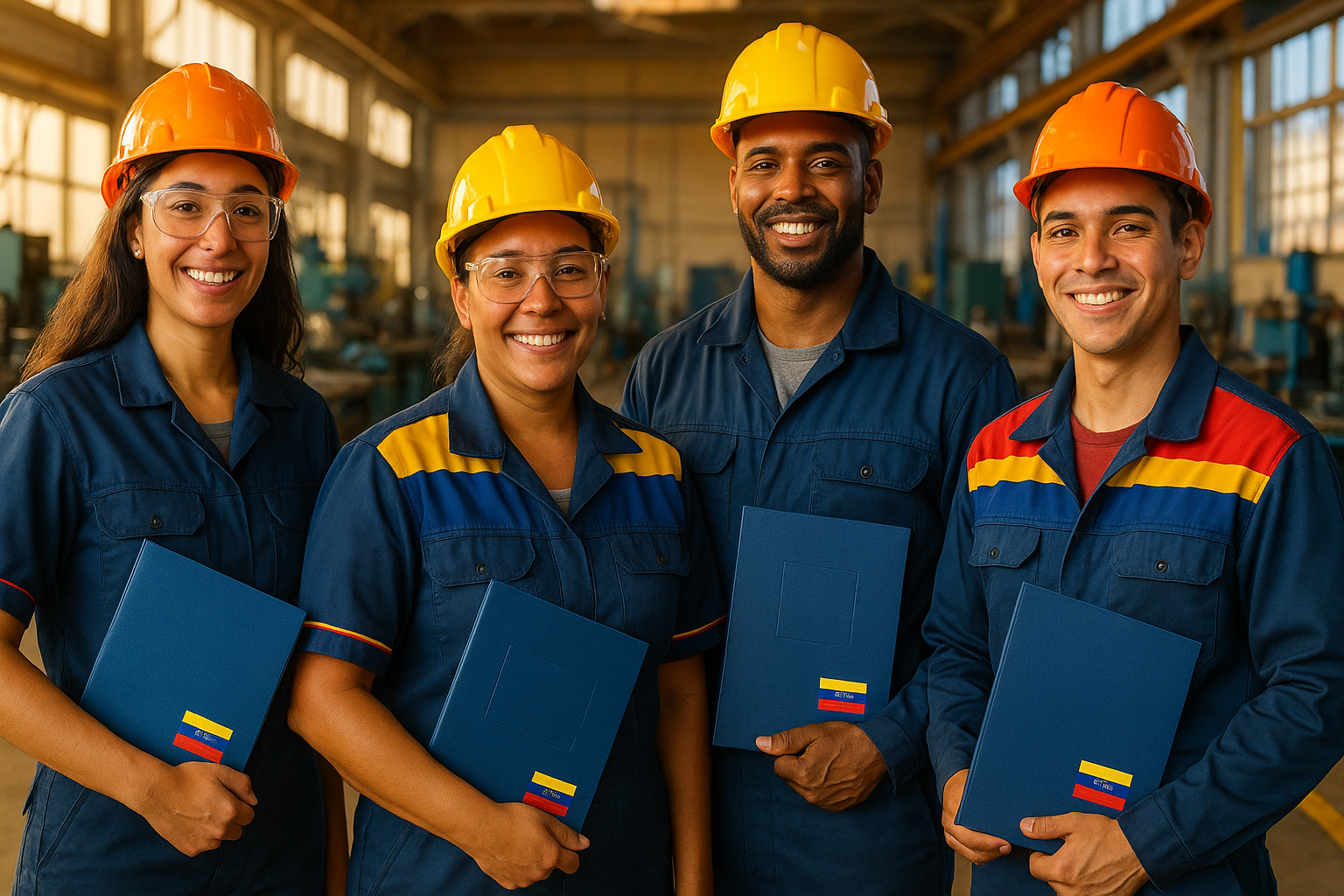 Técnicos venezolanos en un taller extranjero celebran su certificación profesional