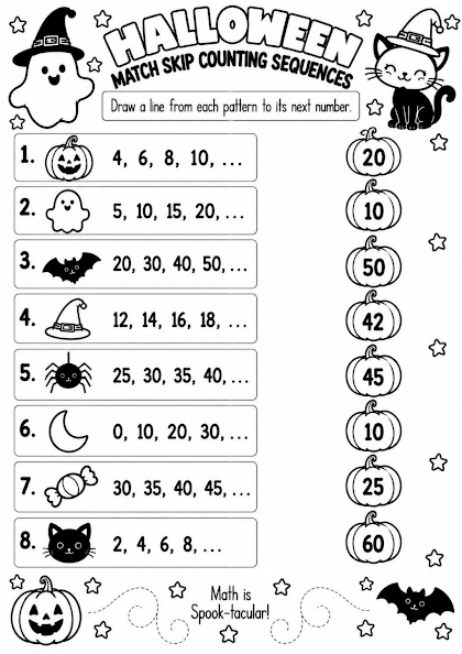 HALLOWEEN MATCH SKIP COUNTING SEQUENCES