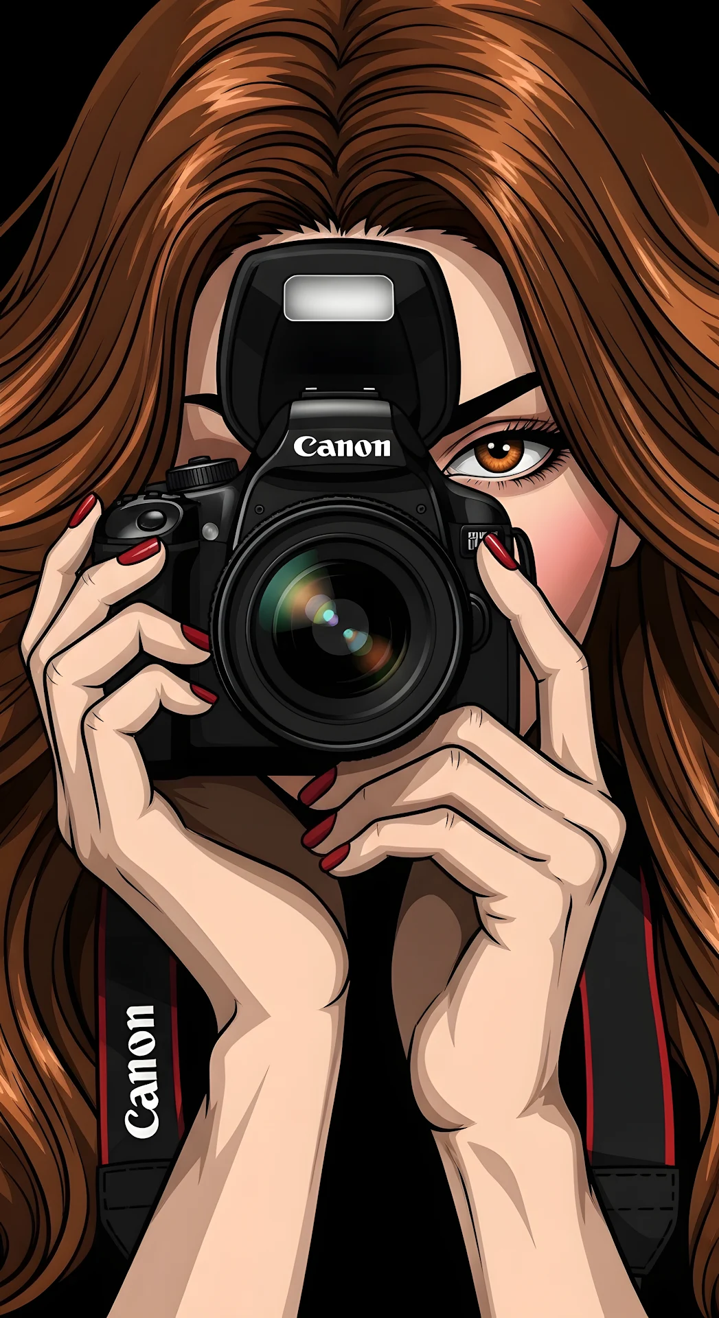 Pop Art Woman Photographer Holding DSLR Camera Illustration - Free 4K mobile Wallpaper