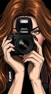 Pop Art Woman Photographer Holding DSLR Camera Illustration