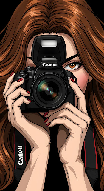 Pop Art Woman Photographer Holding DSLR Camera Illustration - Free mobile Wallpaper