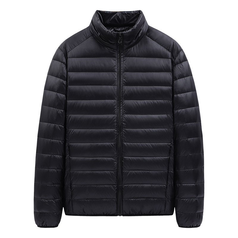 Lightweight men's down jacket with stand-up collar, 90% duck down
