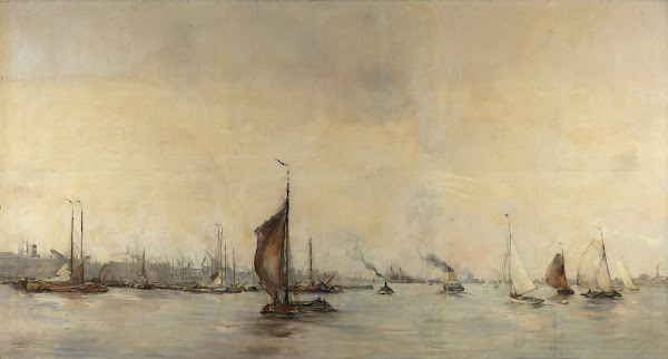 Gezicht op het IJ vanaf de Oranjesluizen bij Schellingwoude naar het westen 1913
