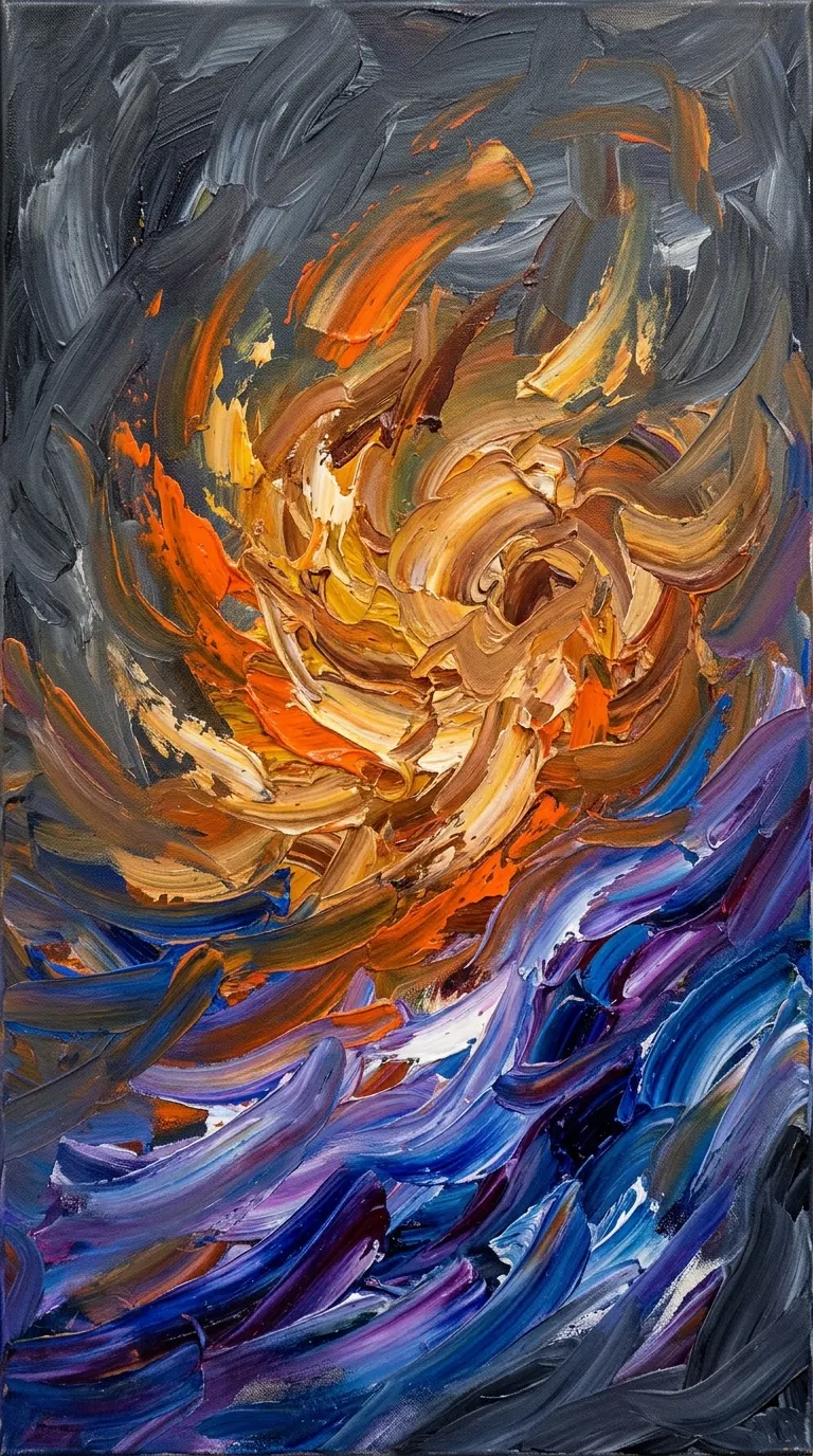 Abstract Swirling Brushstrokes with Warm and Cool Tones - Free 8K and 4K mobile Wallpaper Background