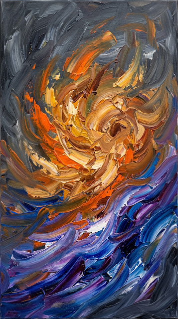 Abstract Swirling Brushstrokes with Warm and Cool Tones - Free mobile Wallpaper