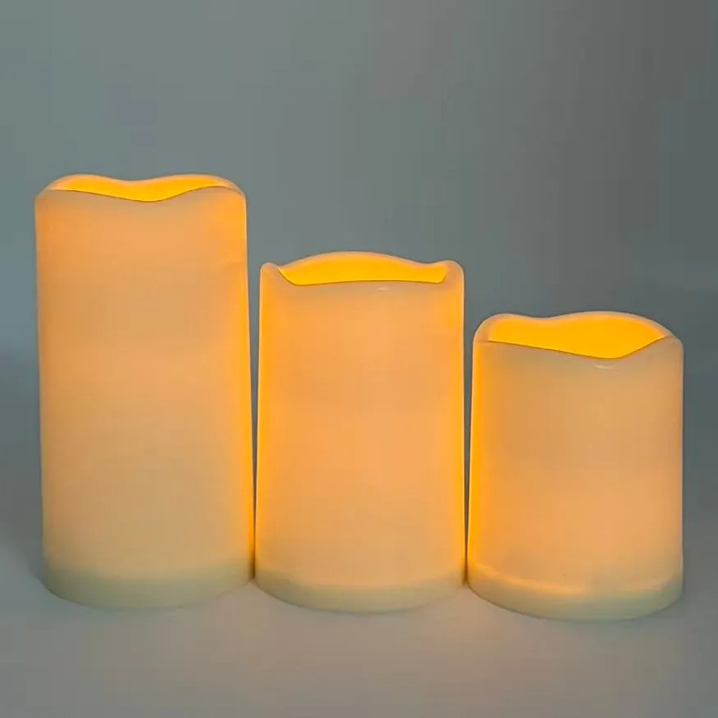 LED-Echtwachs-Kerzen-Set, 3-teilig, mit Fernbedienung