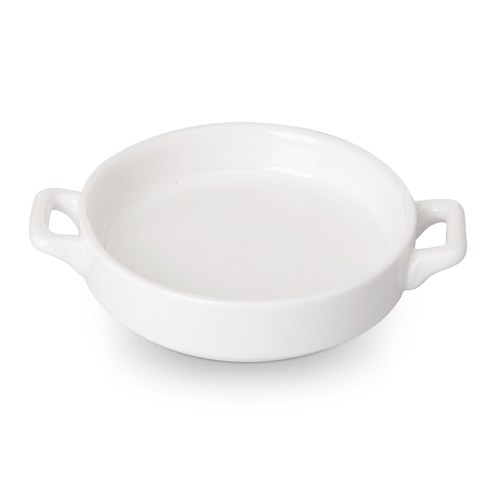 Tazón redondo de porcelana con asas Gala™ 10 cm, color blanco