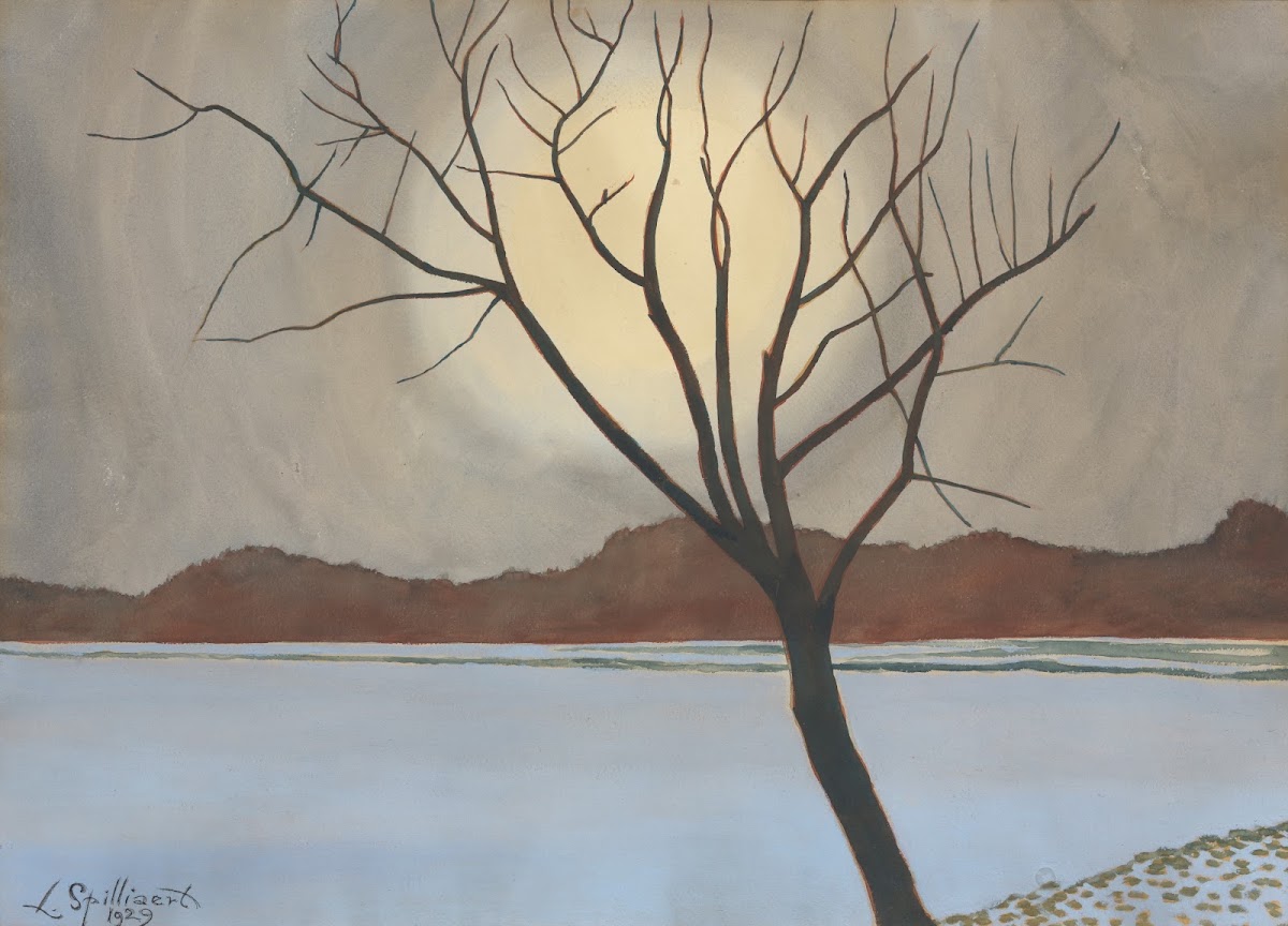 Landschap met boom op het voorplan from 1929 until 1930