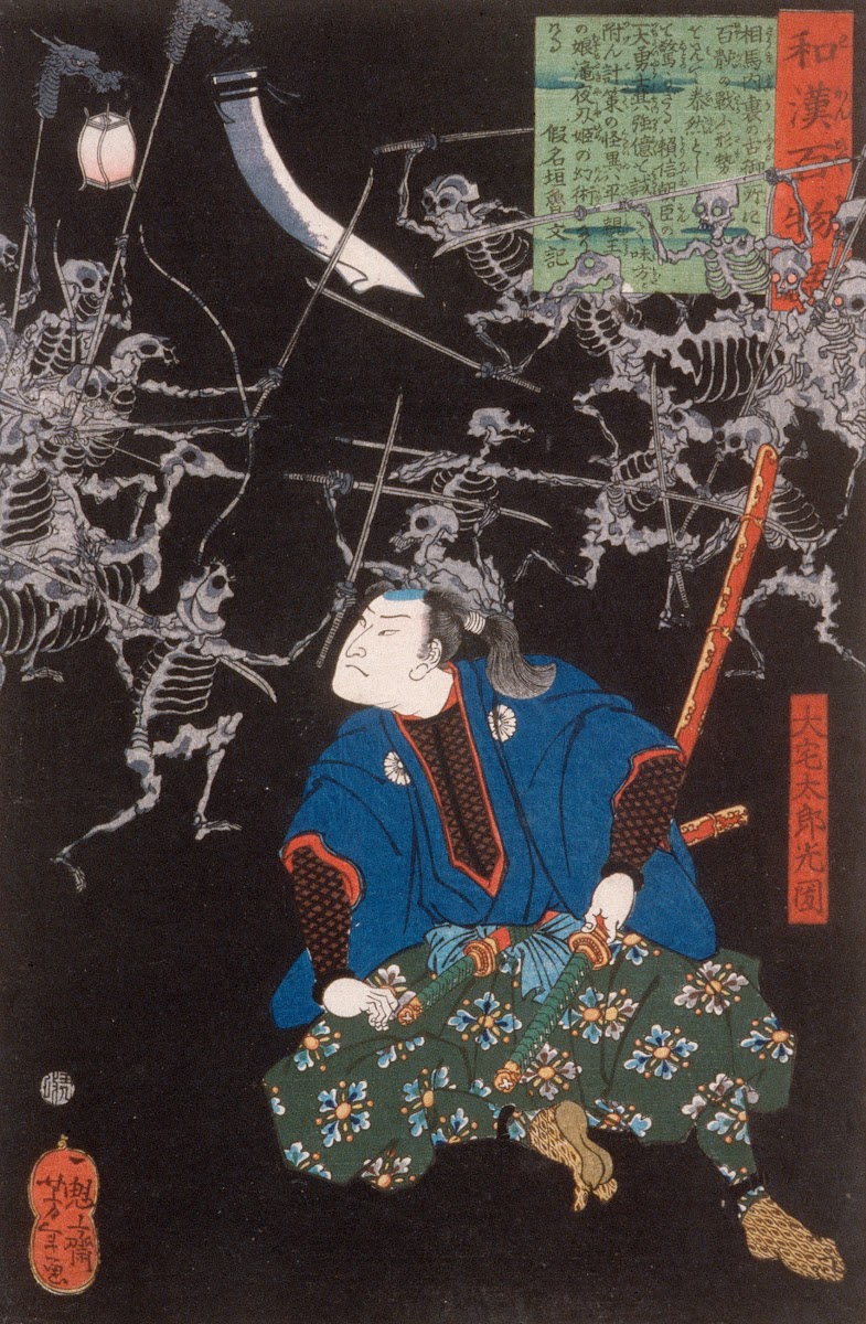 Ōya Tarō Mitsukune Watching Skeletons 1865