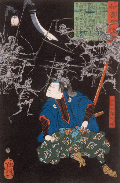 Ōya Tarō Mitsukune Watching Skeletons 1865