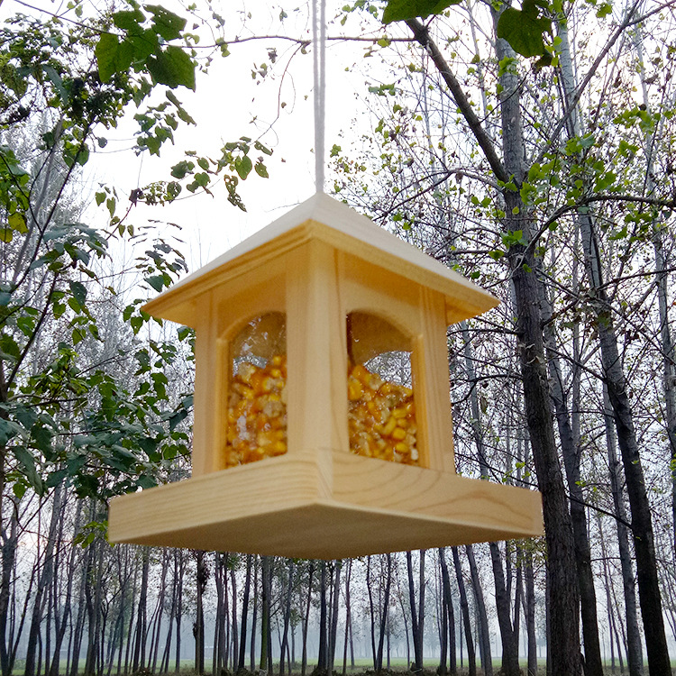 Wooden Bird Feeding Station for Hanging
