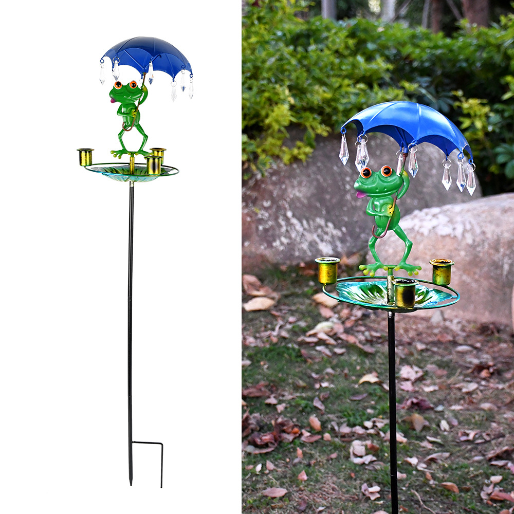 Vogeltränke aus Edelstahl mit Frosch-Motiv