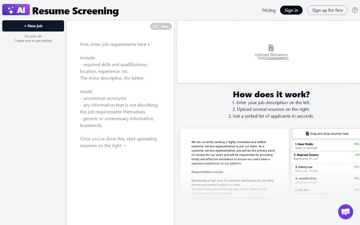 Captura de Resume Screening AI