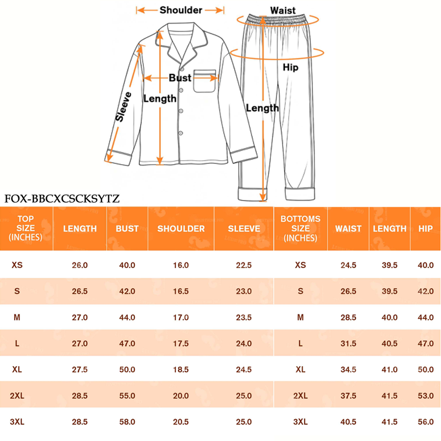 AOP FOX Piping Trim Long Sleeve Pajama Set