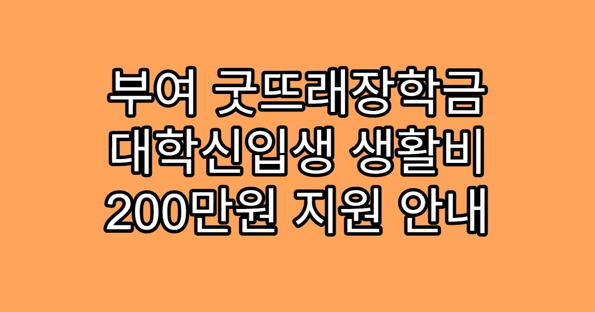 부여 굿뜨래장학금 대학신입생 생활비 200만원 지원 안내