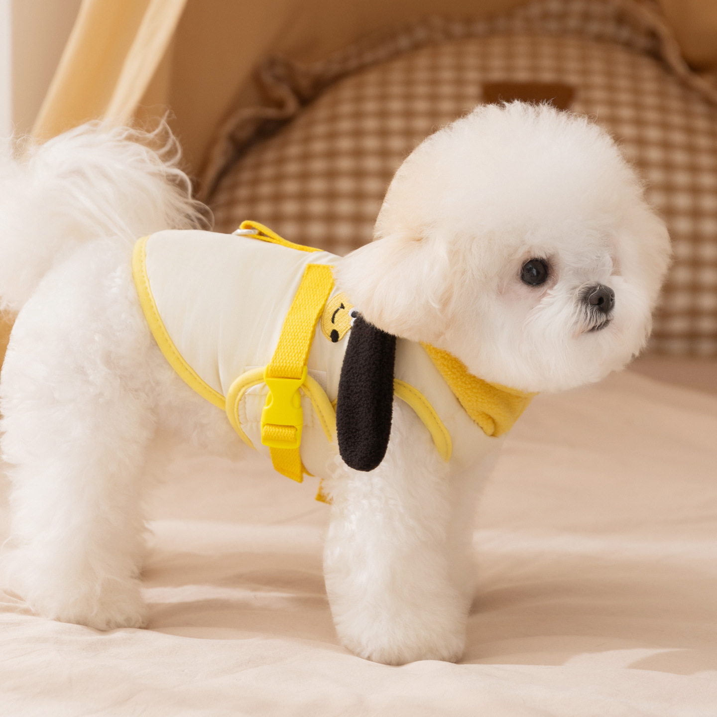 Pet winter jacket with hood and embroidery