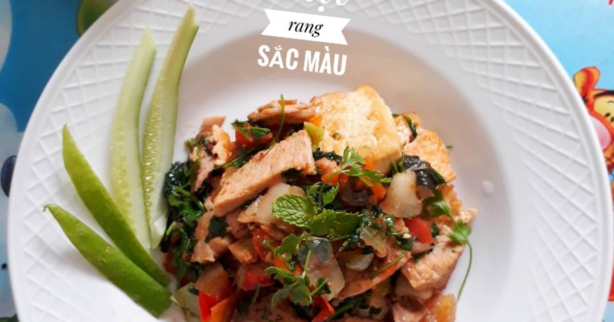 Thịt xào đậu hũ sắc màu