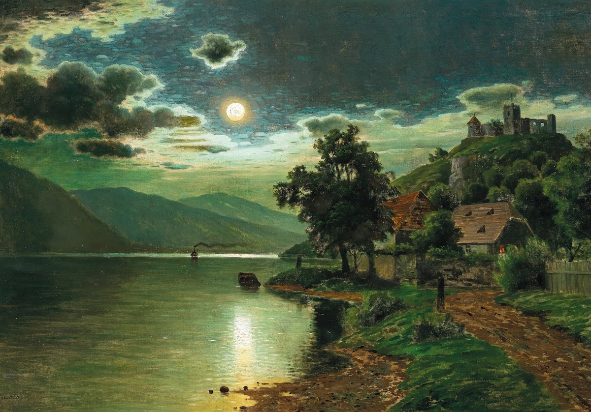 A Moonlit Night on a Lake