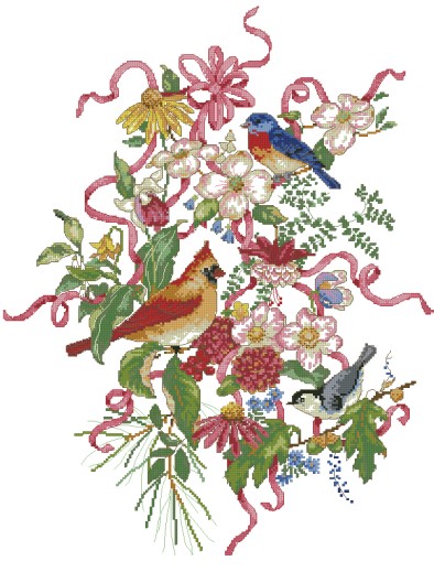 DIM3763 Birds & Ribbons