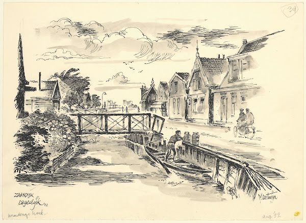 Gezicht op in de Lagedijk te Zaandijk 1952