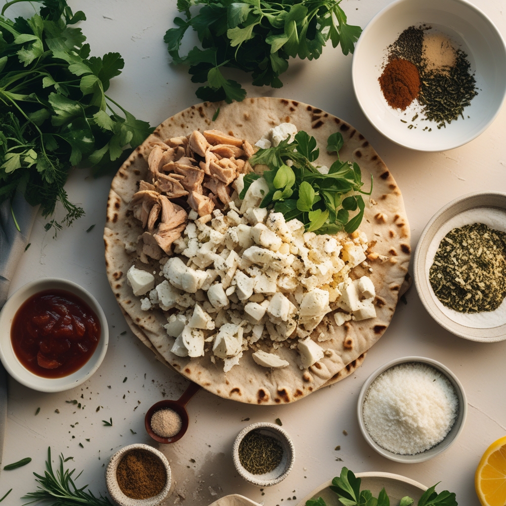 Ingredients for Chicken Feta Pita Wraps: Easy Homemade Weeknight Meal