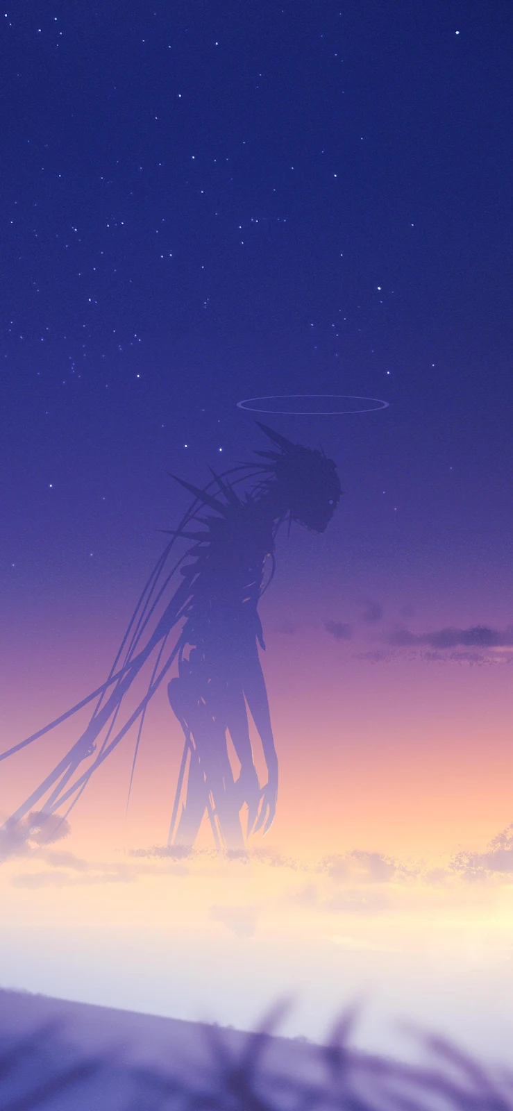 Mysterious Angelic Figure In Twilight - Digital Fantasy Illustration 2K iPhone Wallpaper (1772x3839)