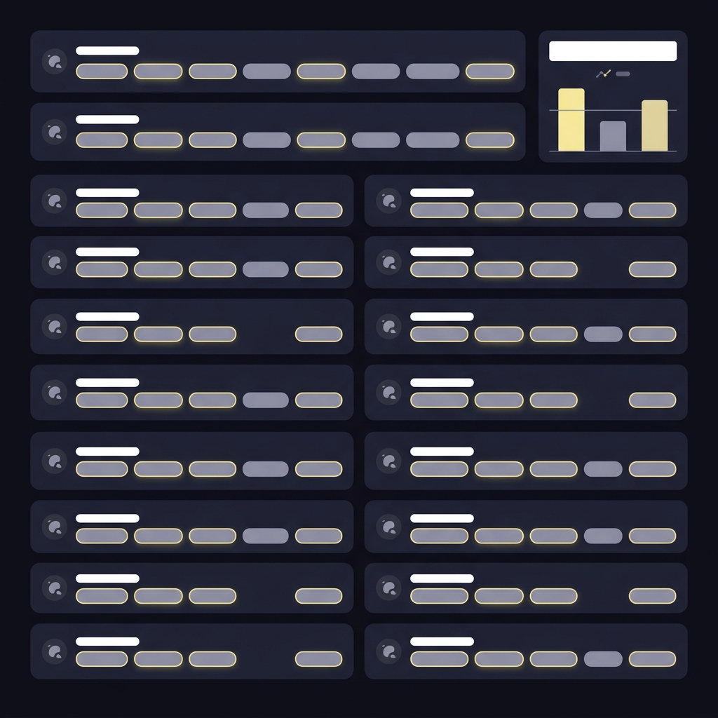 Minimalist 2D vector sample tracker screenshot showing rows of player prop entries and a simple monthly summary chart for Building a Player Prop Research Checklist on dark Funded Plays brand background