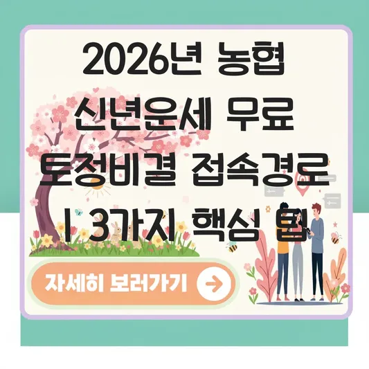 농협 2026년 무료 토정비결 및 신년운세 모바일 접속 경로 대표 이미지