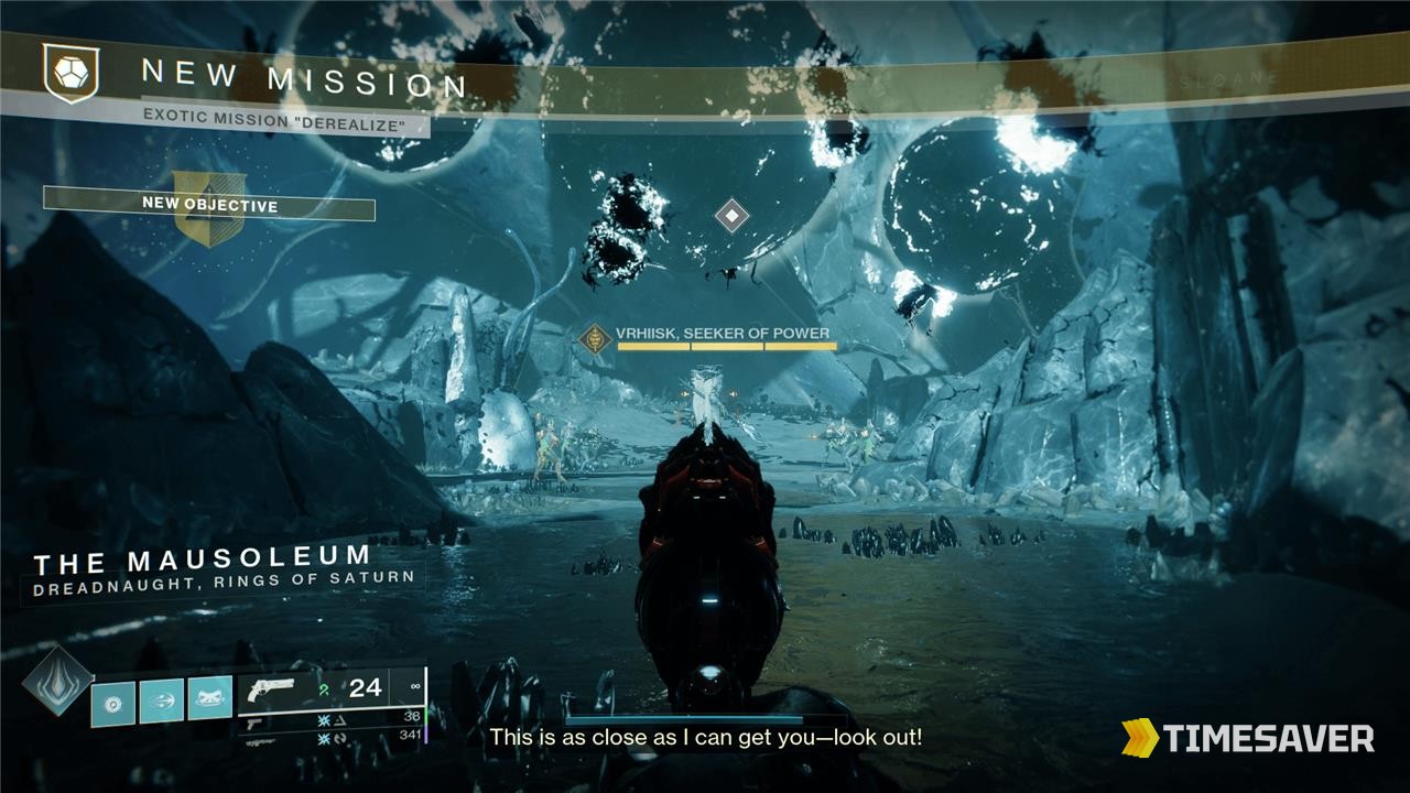 The Exotic mission Derealize in Destiny 2, shown in The Mausoleum on the Dreadnaught, the activity that rewards Barrow-Dyad