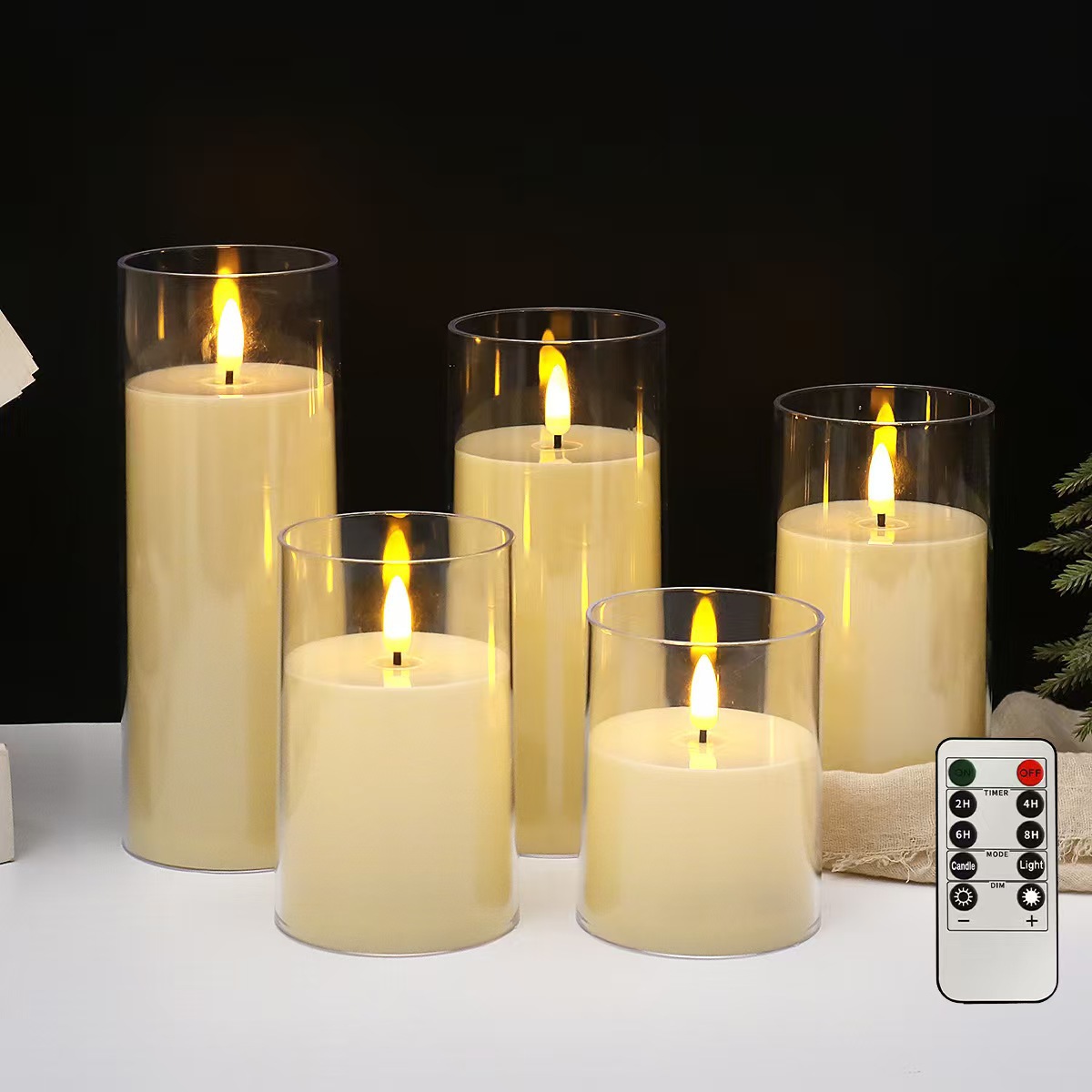 LED pillar candles with flicker effect