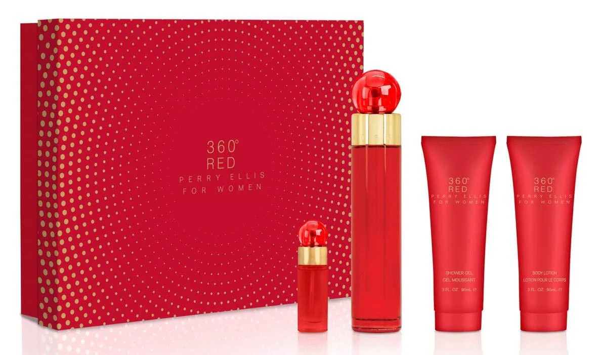 ESTUCHE PERRY ELLIS 360 RED MUJER 4 PZS 100ML + 7.5ML + GEL BAÑO + SPLASH