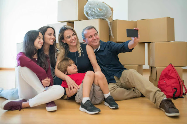 A family taking a selfie