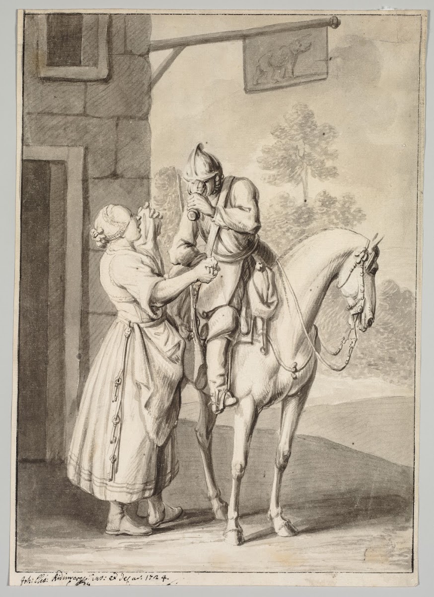 A Soldier in Armor in Front of a Tavern 1724