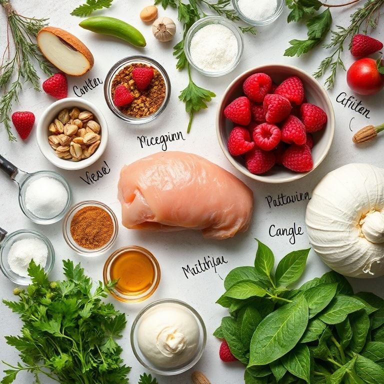 Ingredients for Raspberry and Pistachio Wreath Recipe: A Festive Vegan Treat – Easy Homemade Delight