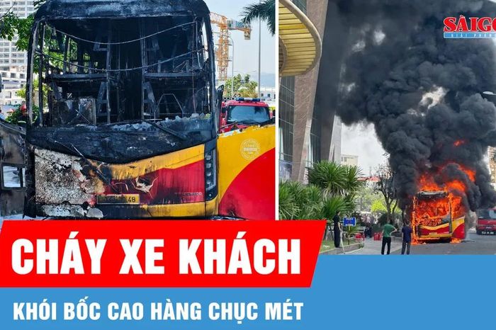 Nha Trang: Cháy xe khách, khói bốc cao hàng chục mét - Báo Sài Gòn Giải Phóng