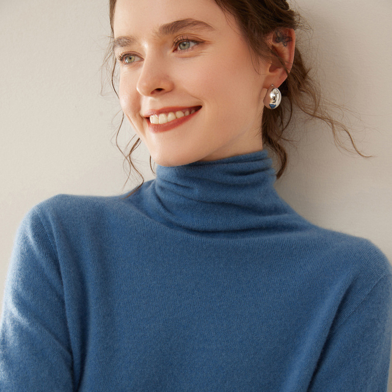 Women's Cashmere Under Shirt, Stand Collar, Soft